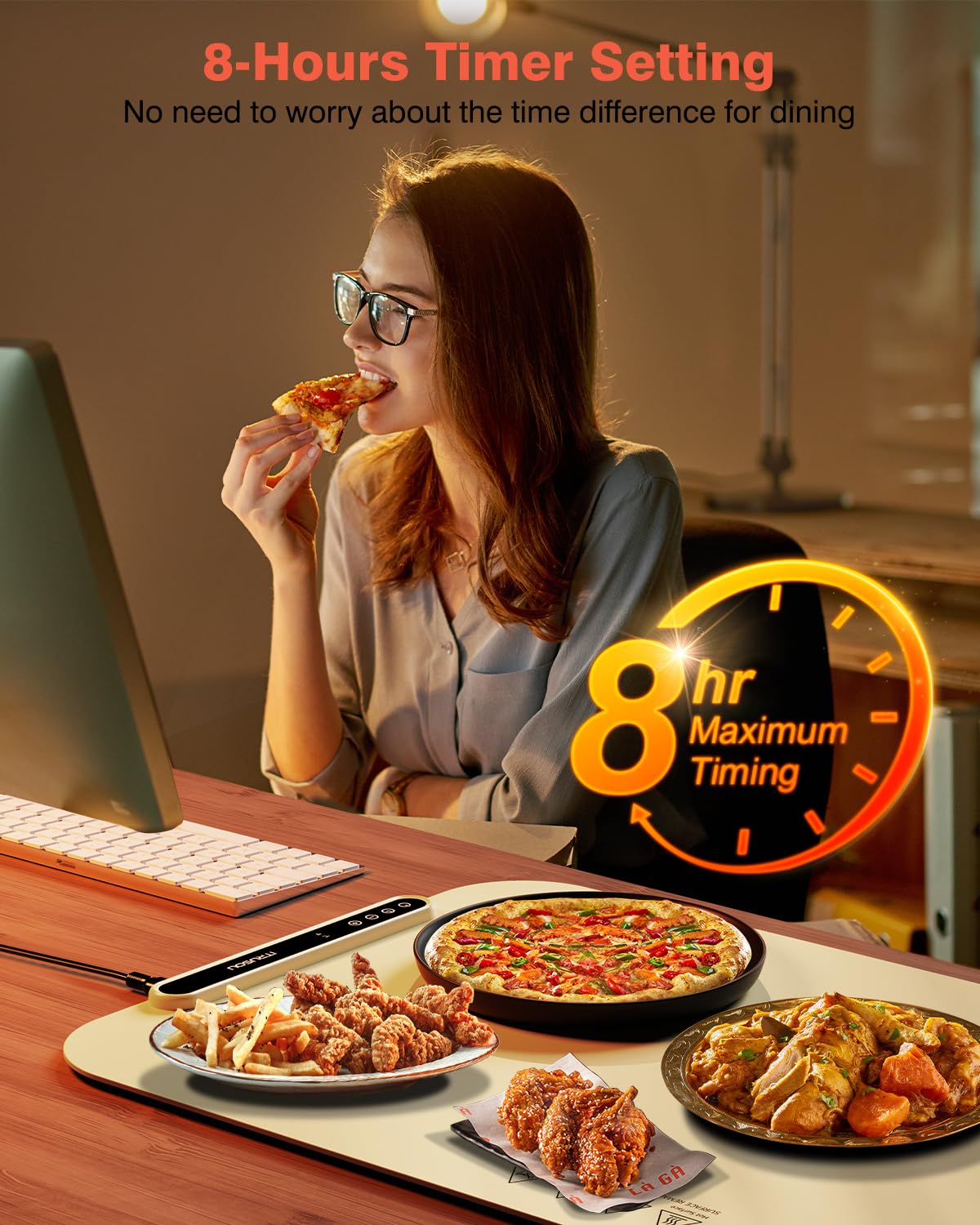 Itrusou warming tray with seven temperature settings ensures precise serving.