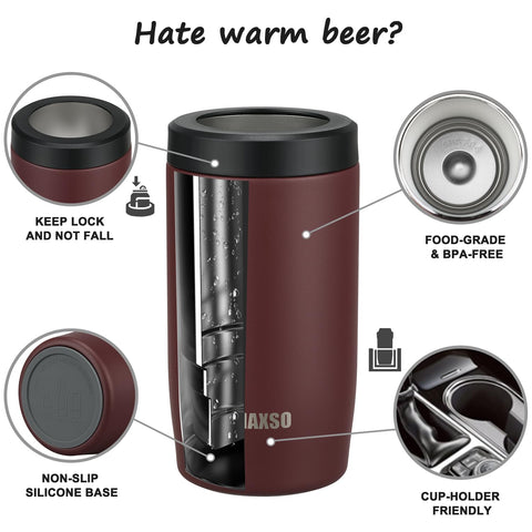 Itslife 4-in-1 burgundy cooler close-up emphasizes double-wall construction.