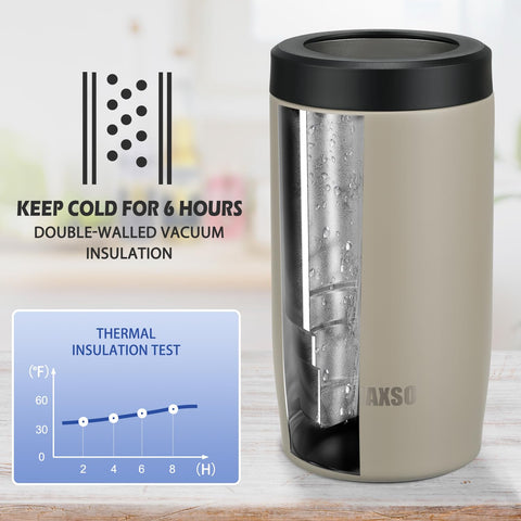 Itslife beer can holder demonstrates 6-hour cooling for beach days.