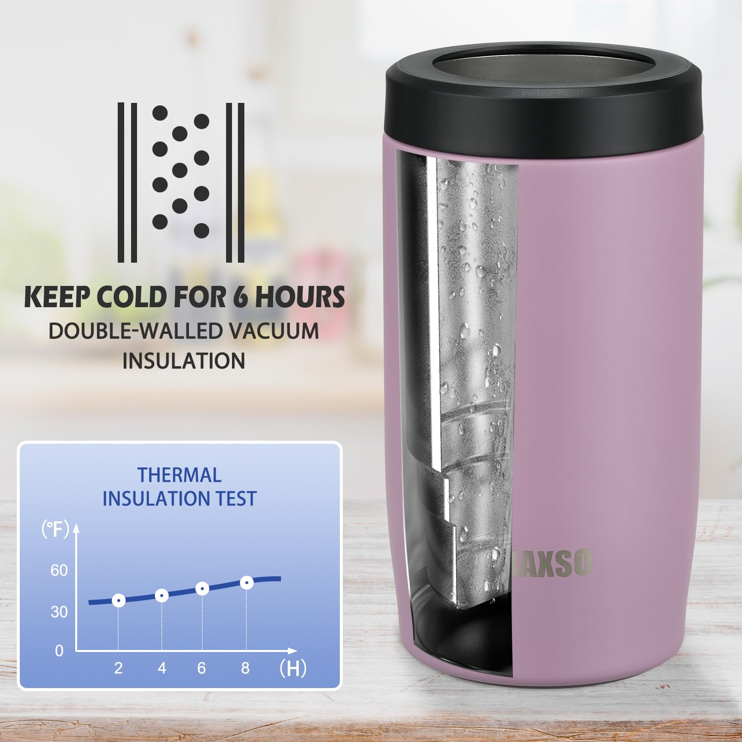 Itslife double-walled stainless steel insulation for extended cold.