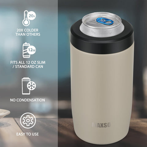 Itslife double-walled stainless steel insulator prevents condensation on icy drinks.