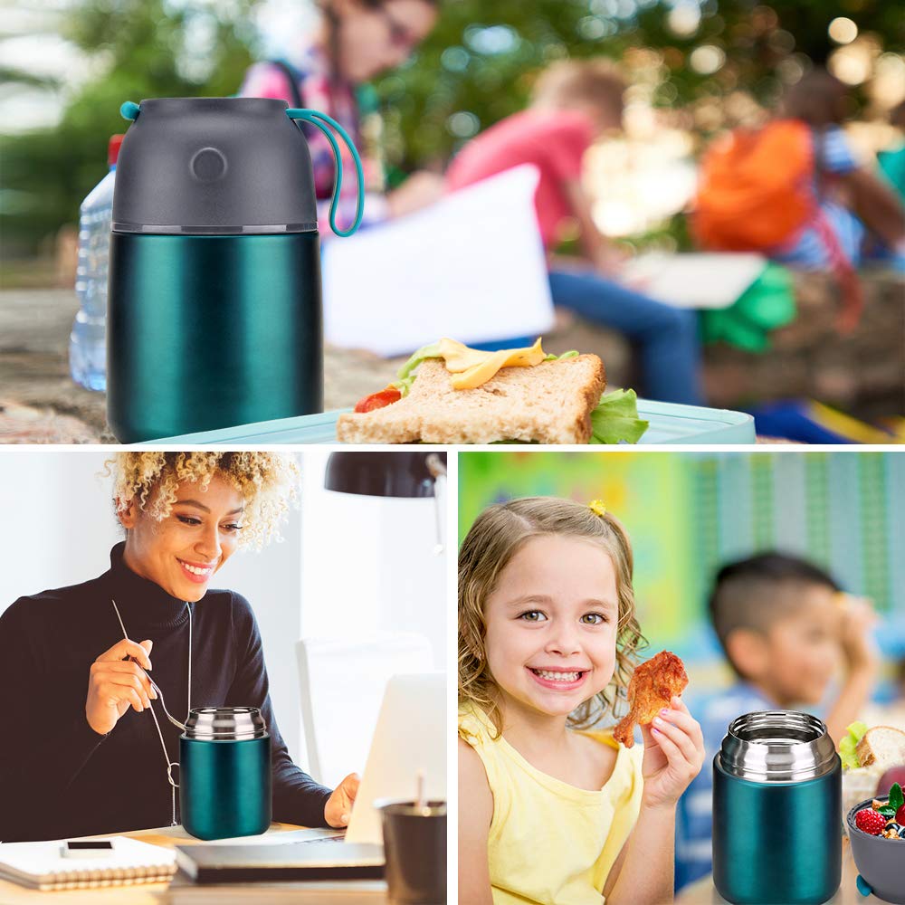Itslife green thermo jar in use during a picnic, keeps meals comfortable