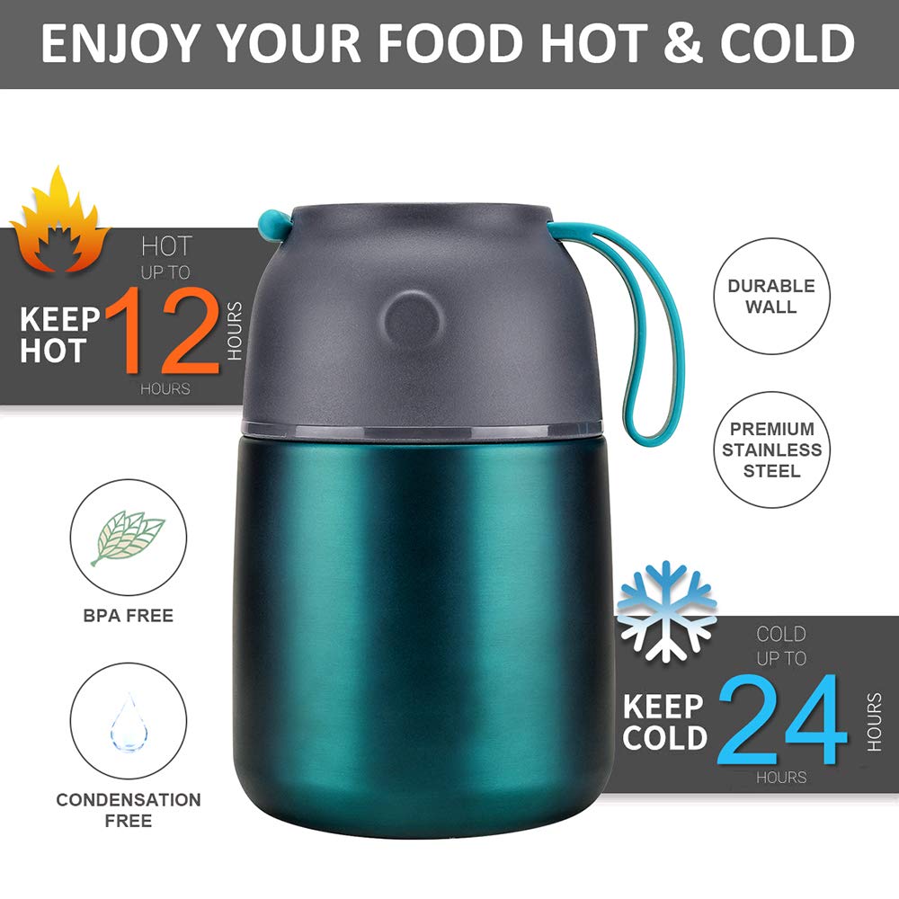 Itslife green jar with spoon stored in lid, convenient for on-the-go lunches
