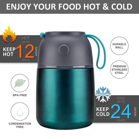 Itslife green jar with spoon stored in lid, convenient for on-the-go lunches