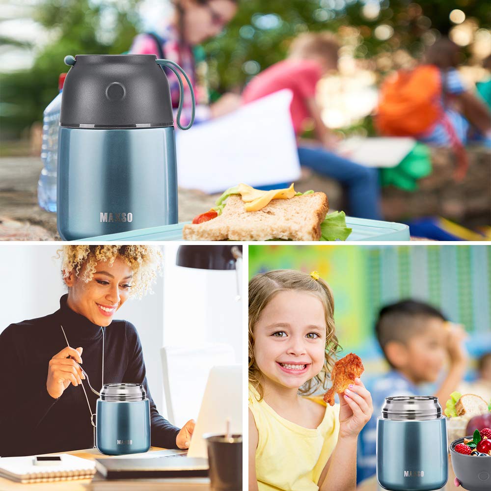 Itslife Insulated Thermo Food Jar lightblue back view highlights triple-layer insulation.