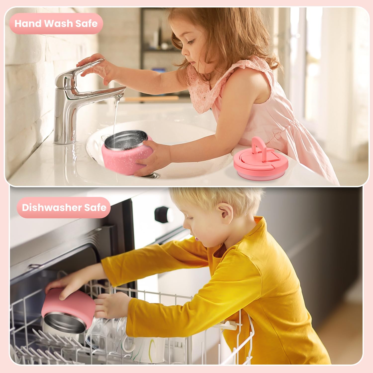 Itslife Kids Thermo Pink 13.5 oz capacity fits lunch and snacks.
