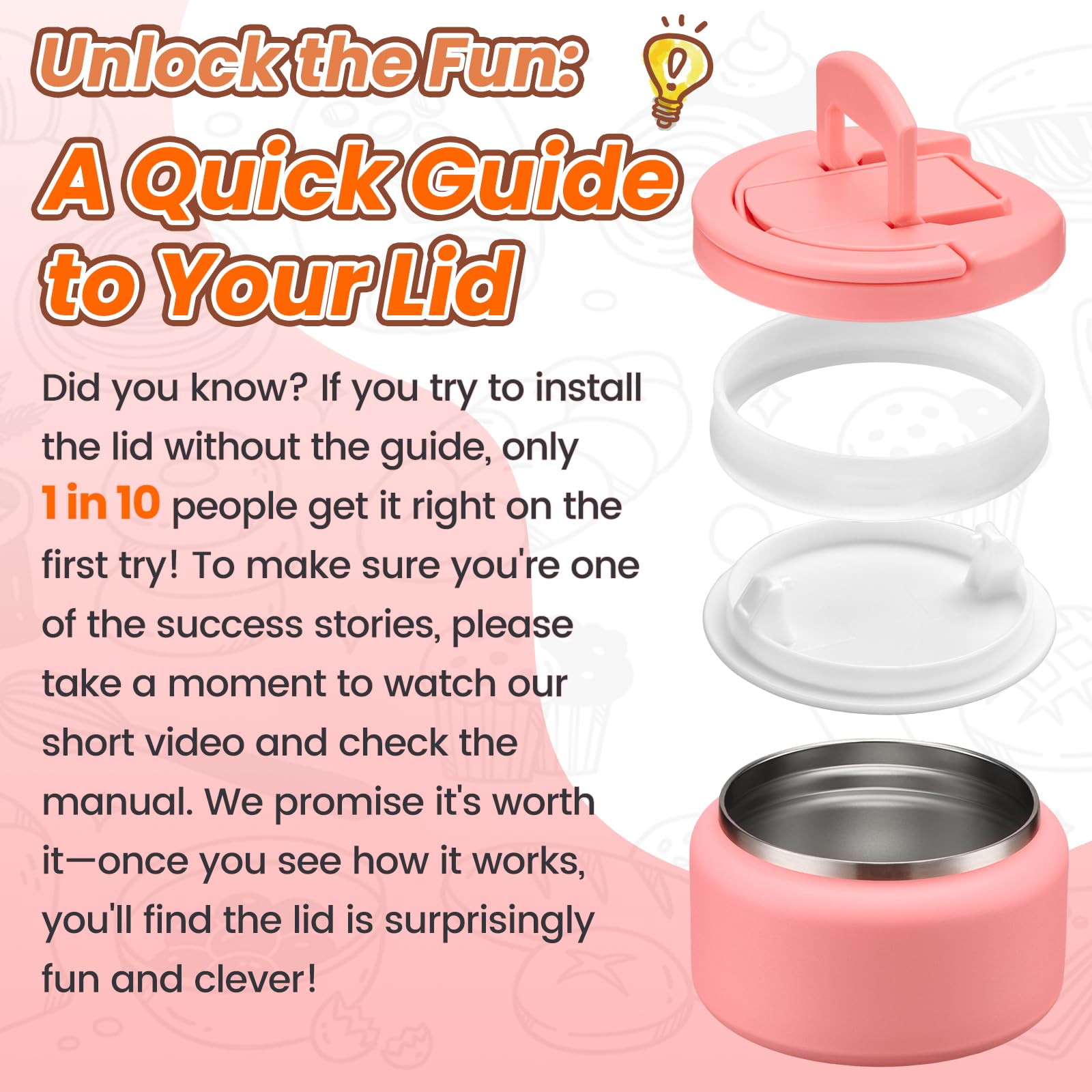 Itslife Kids Thermo Pink built-in spoon adds convenience on the go.