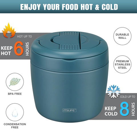 Itslife leakproof bento box with spoon in teal prevents leaks.