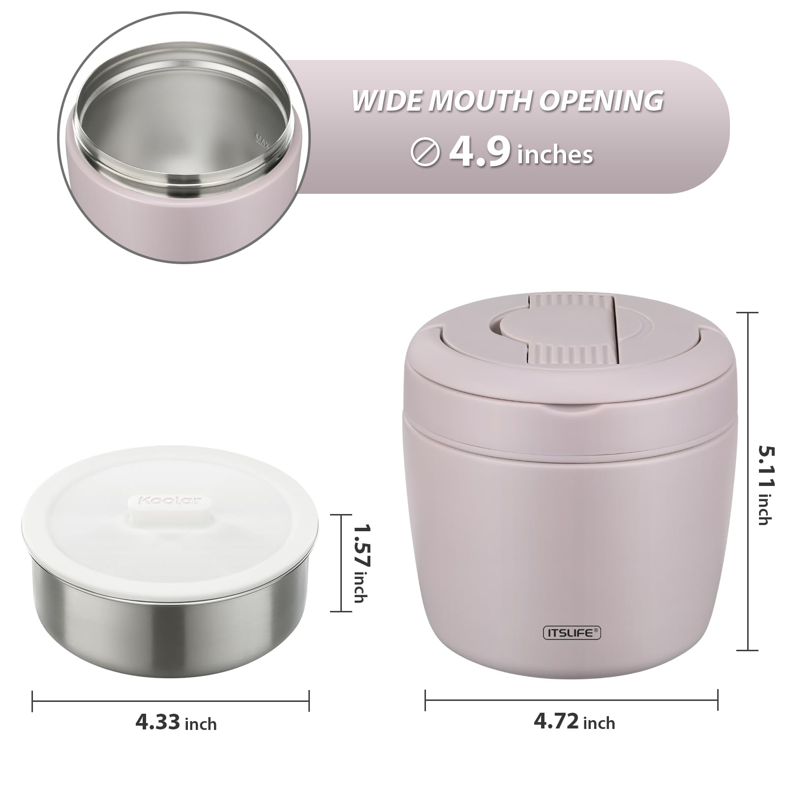 Itslife Soup Thermo 32oz capacity supports hearty lunches for adults and teens.