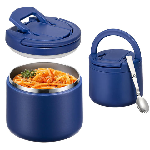 Itslife Soup Thermo blue buckle lid shown on a kid's lunch box, secure and ready to go.