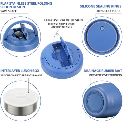 Itslife Soup Thermo blue leak-proof-cap prevents mixing of foods