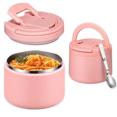 Itslife Soup Thermo with buckle lid and wide mouth in pink keeps meals hot