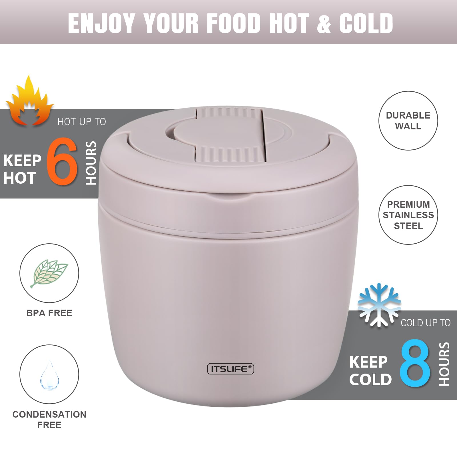 Itslife Soup Thermo double-compartment design keeps flavors separate during transit.