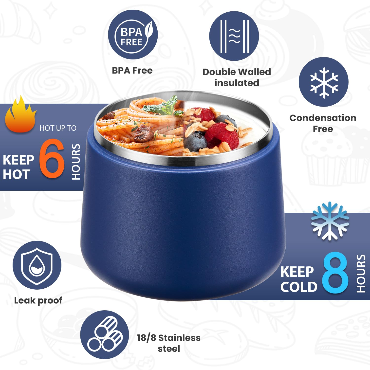Itslife Soup Thermo folding spoon neatly tucked inside the lid.