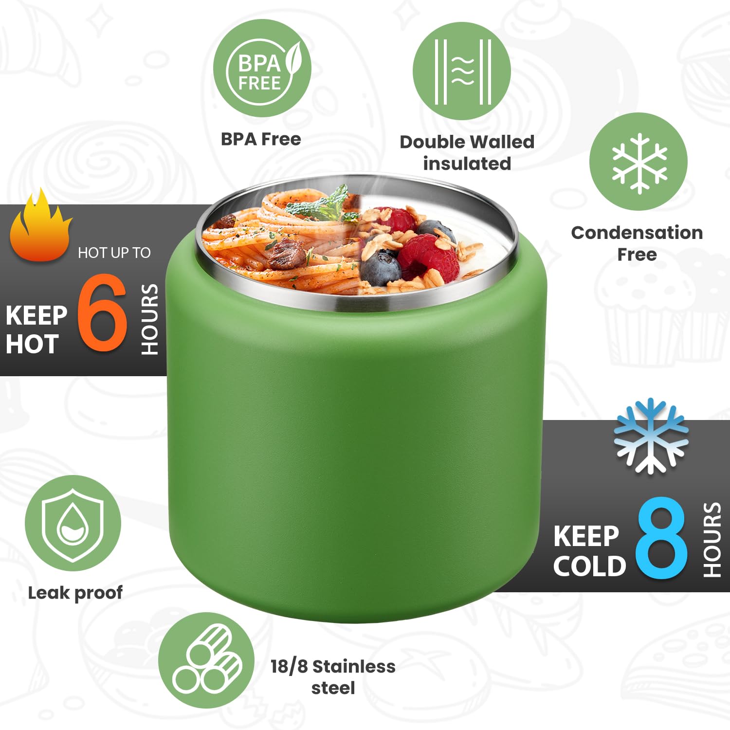 Itslife Soup Thermo vacuum insulation maintains heat for hours at school.
