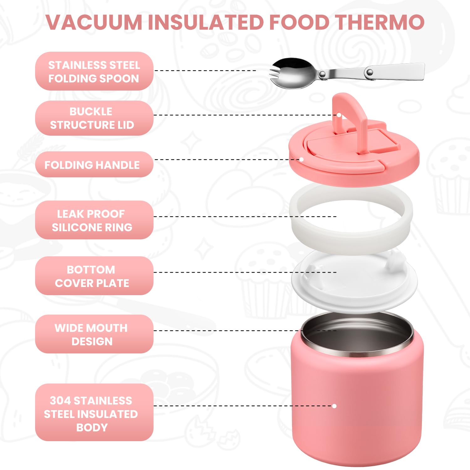 Itslife leak-proof seal with hidden spoon prevents spills during transport.
