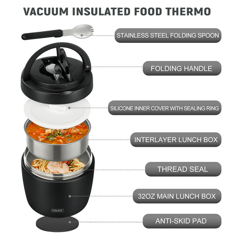Itslife Soup Thermo stainless steel body shows durable insulation for soups and lunches.