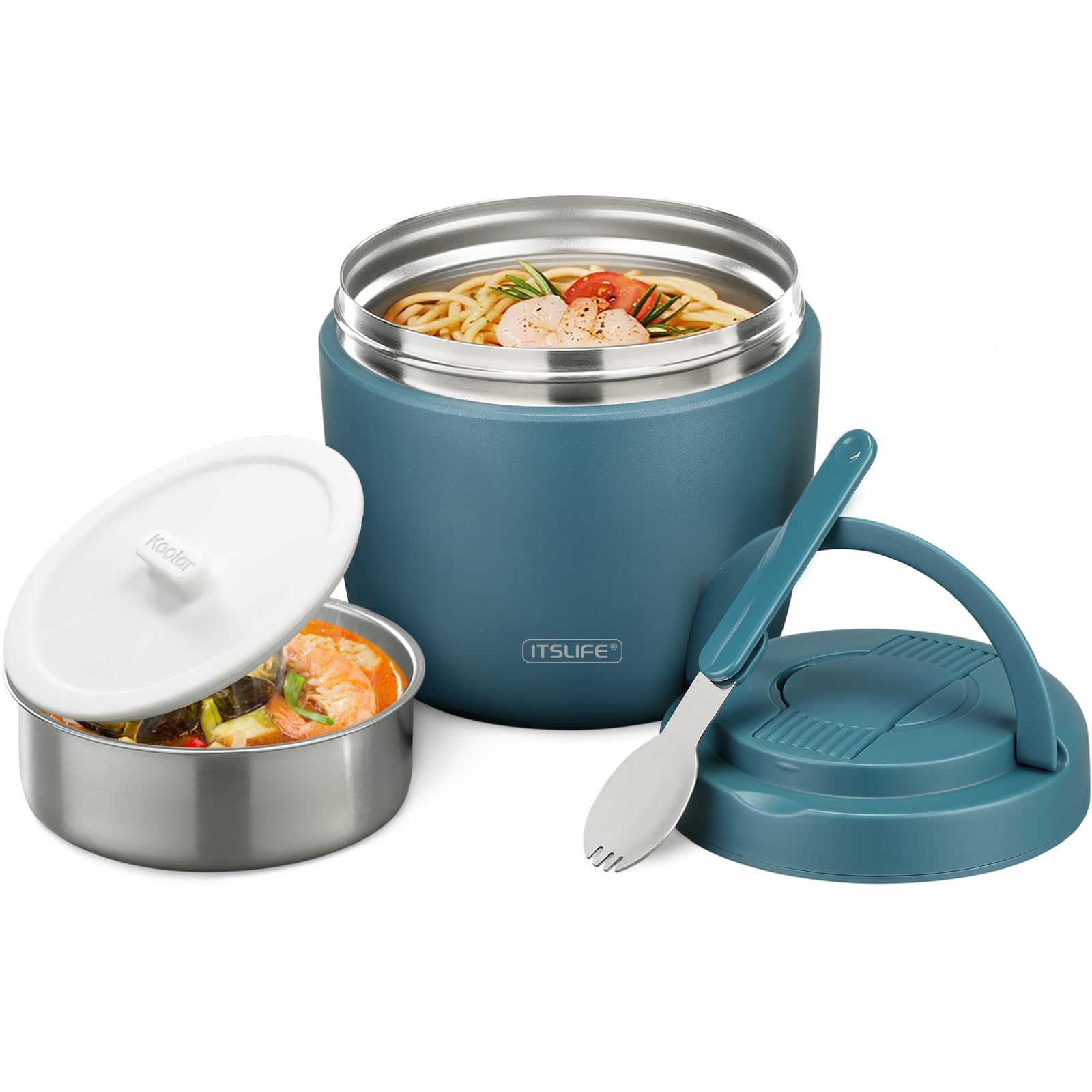 Itslife Soup Thermo wide-mouth 32oz teal keeps meals hot for hours.