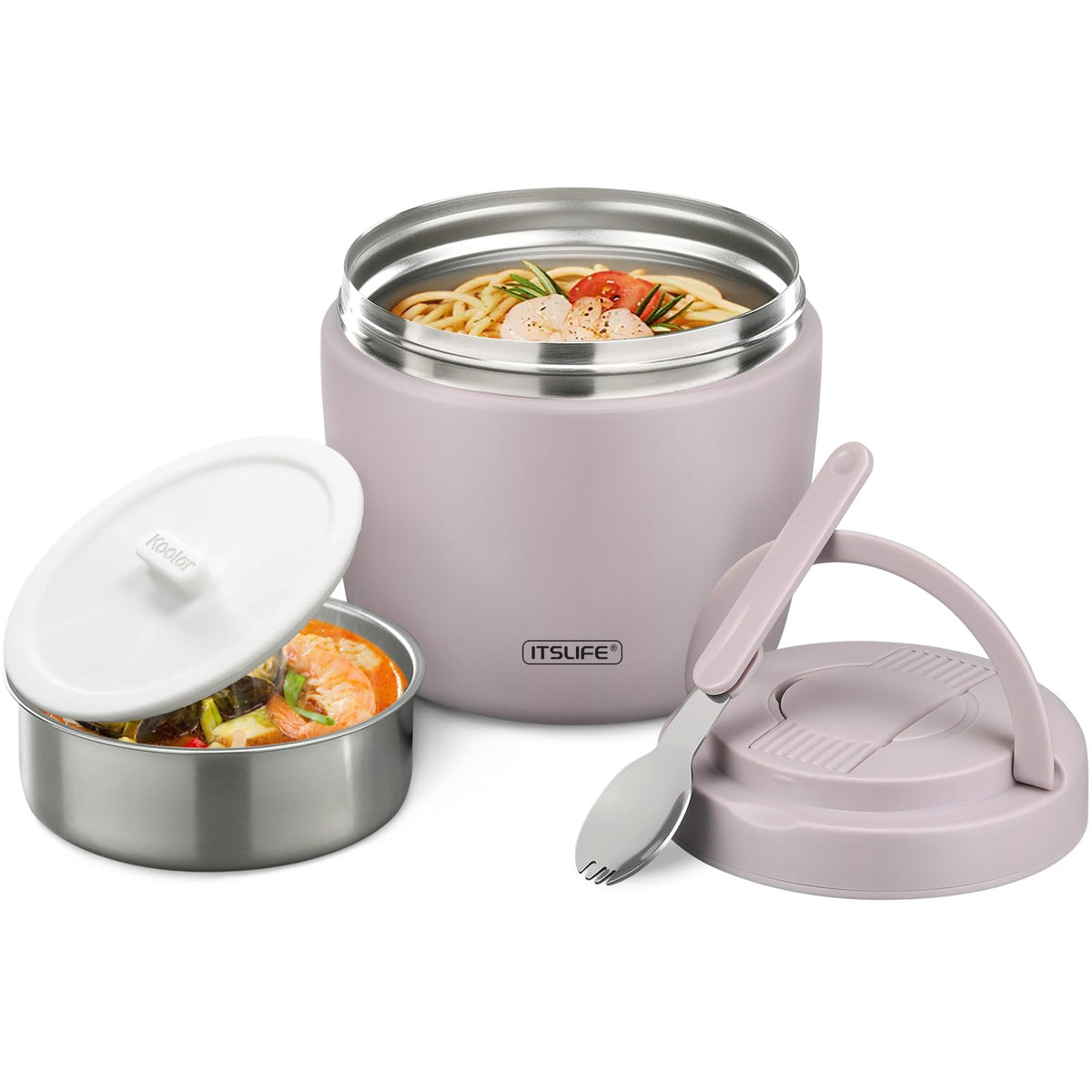 Itslife Soup Thermo wide-mouth open lid shows easy access to hot meals.