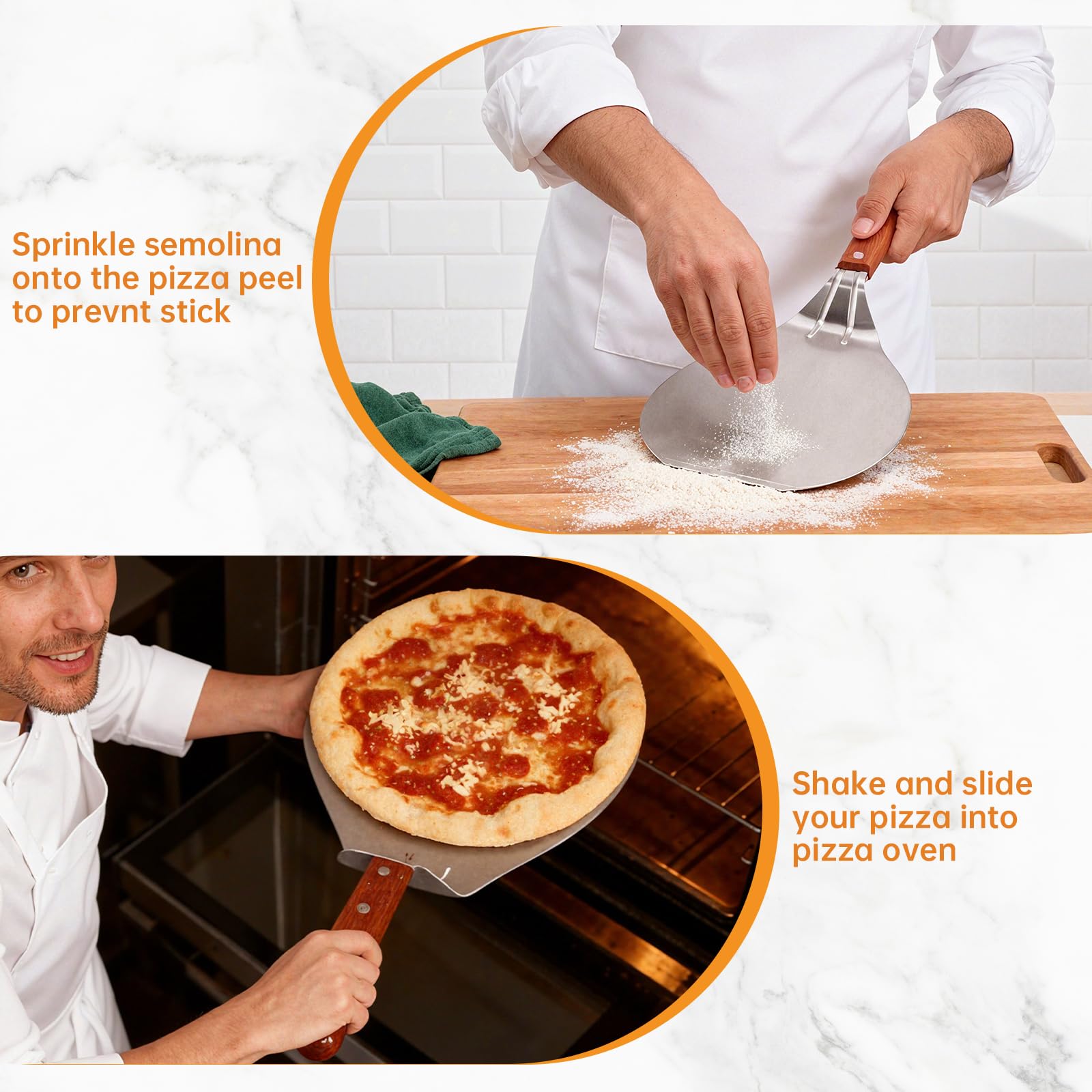 IUAQDP UTENEW 33 cm length supports easy loading and unloading of pizzas.