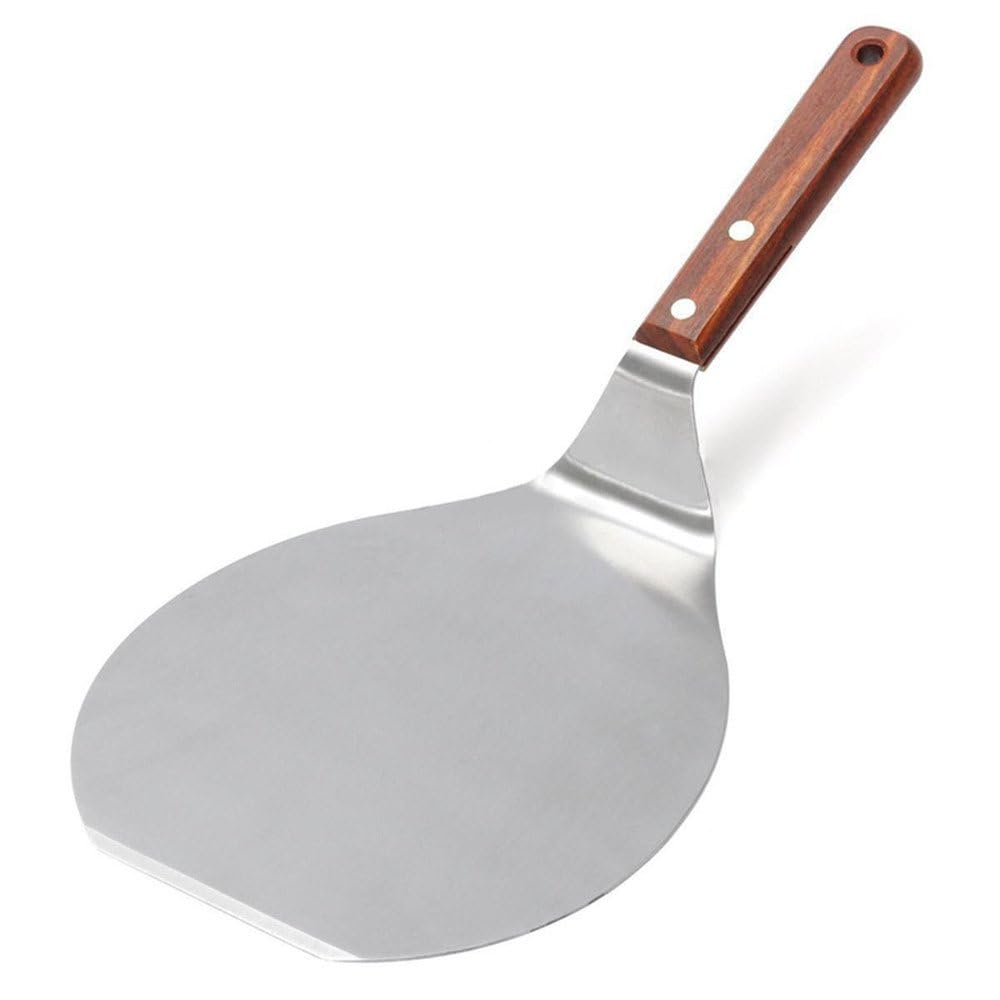 IUAQDP UTENEW stainless steel pizza peel with wood handle for safe, precise pizza transfer.