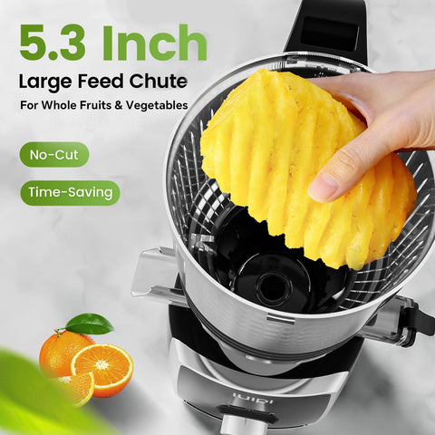 IUIPI juicer's 2L hopper enables batch juice and meal prep.
