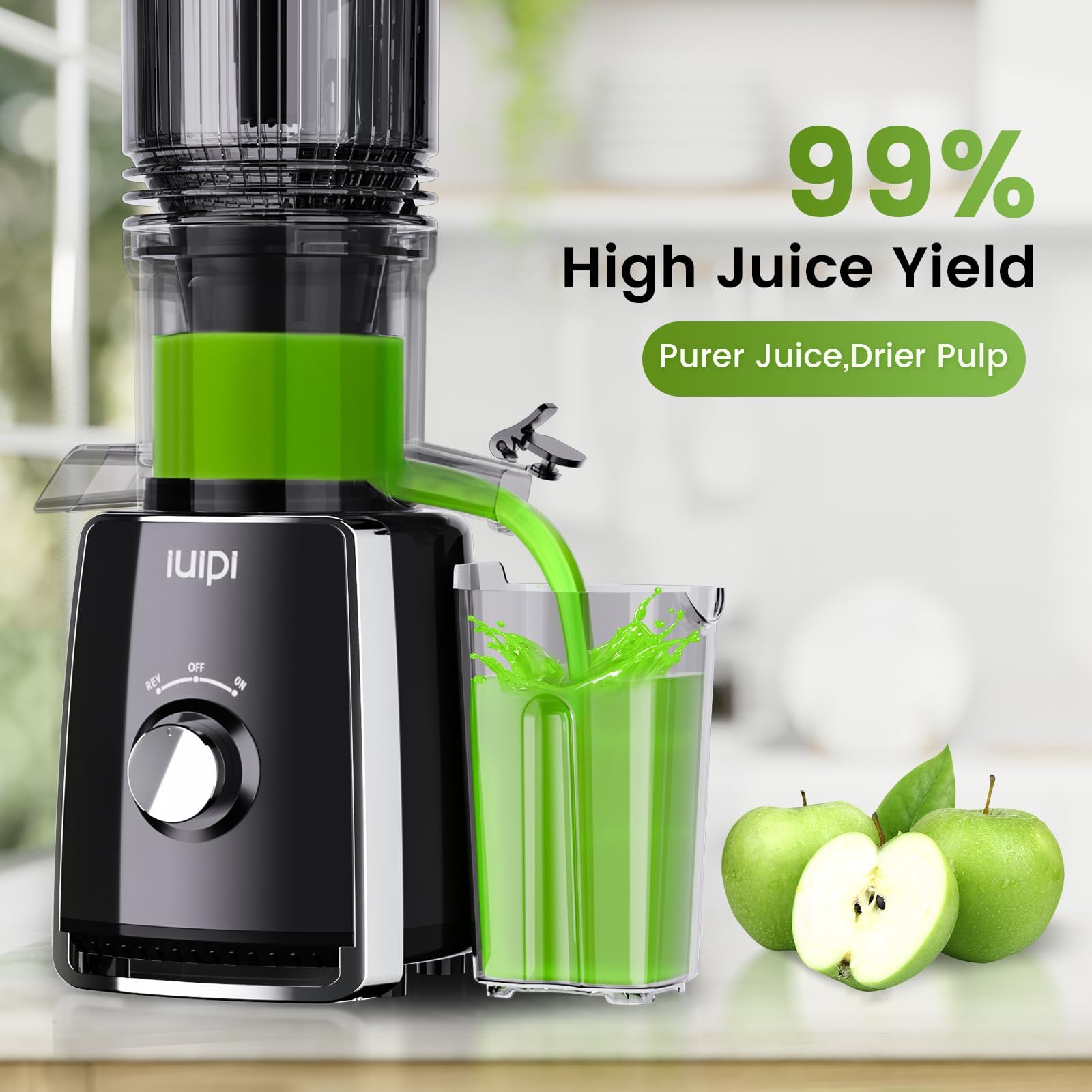IUIPI slow 50 RPM extraction preserves nutrients and minimizes pulp.