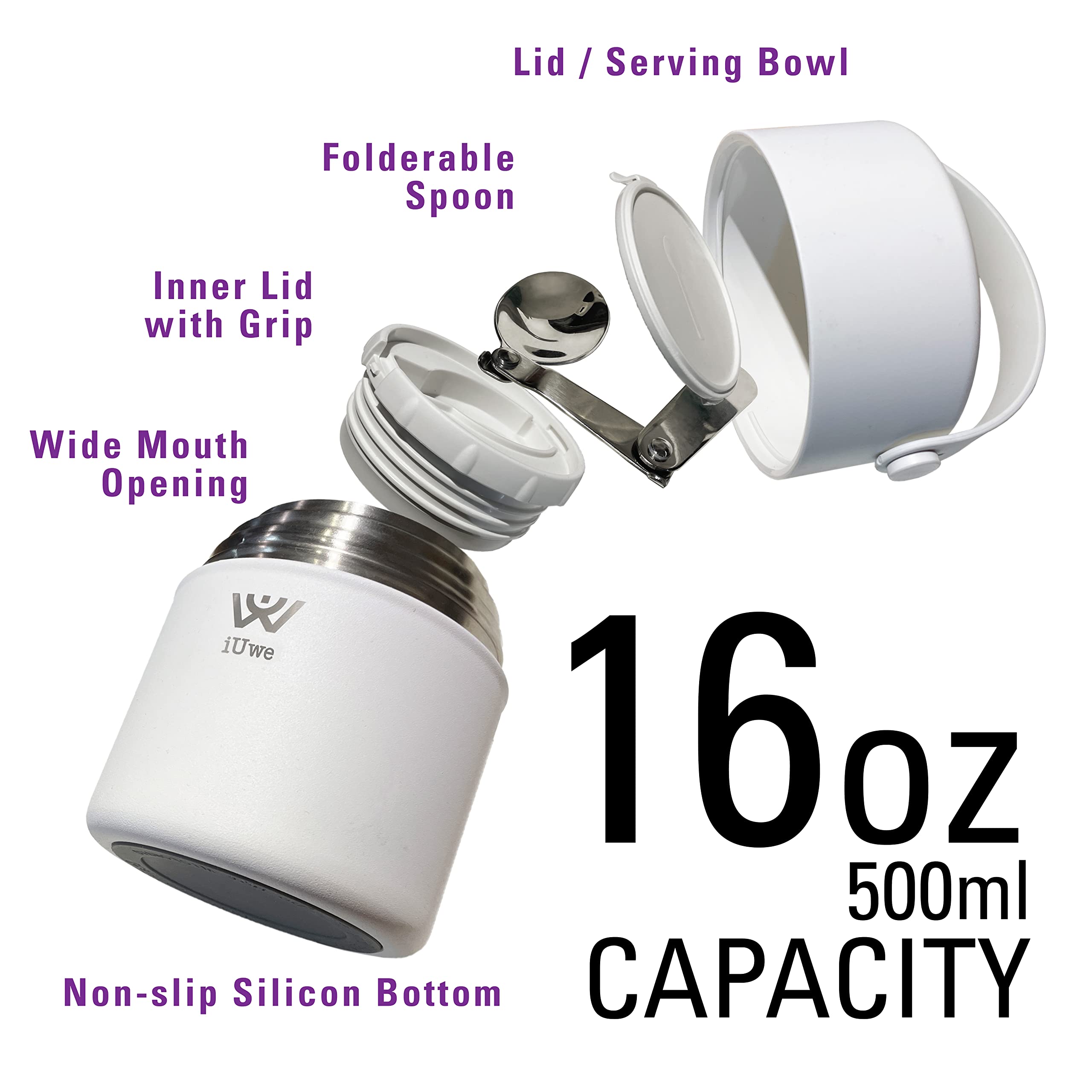 iUwe 316L stainless steel body ensures durable, safe lunch transport