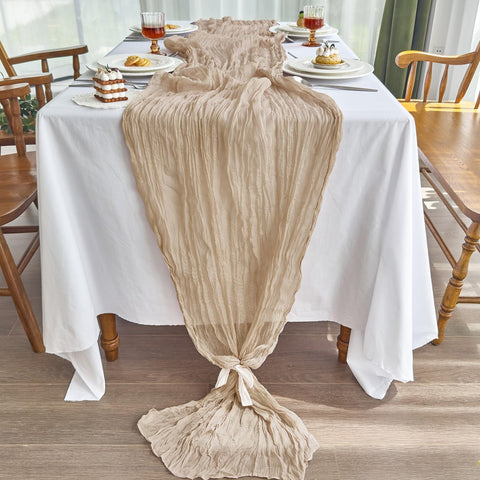 IVAPUPU 10ft cheesecloth table runner for wedding reception setup