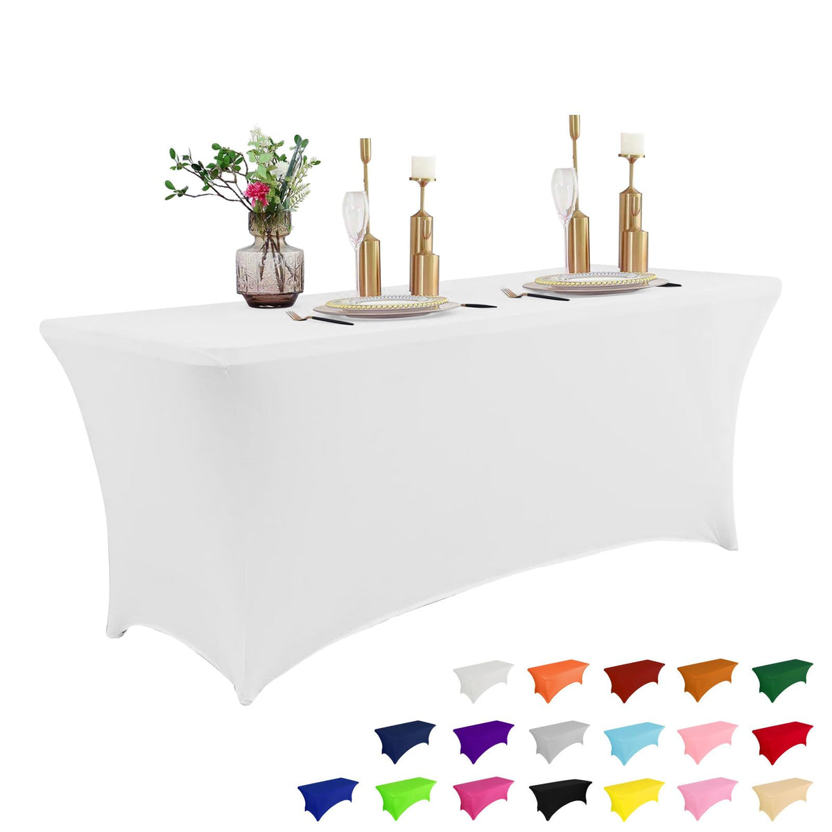 IVAPUPU 8ft tablecloth stretches to fit a rectangular table for seamless events