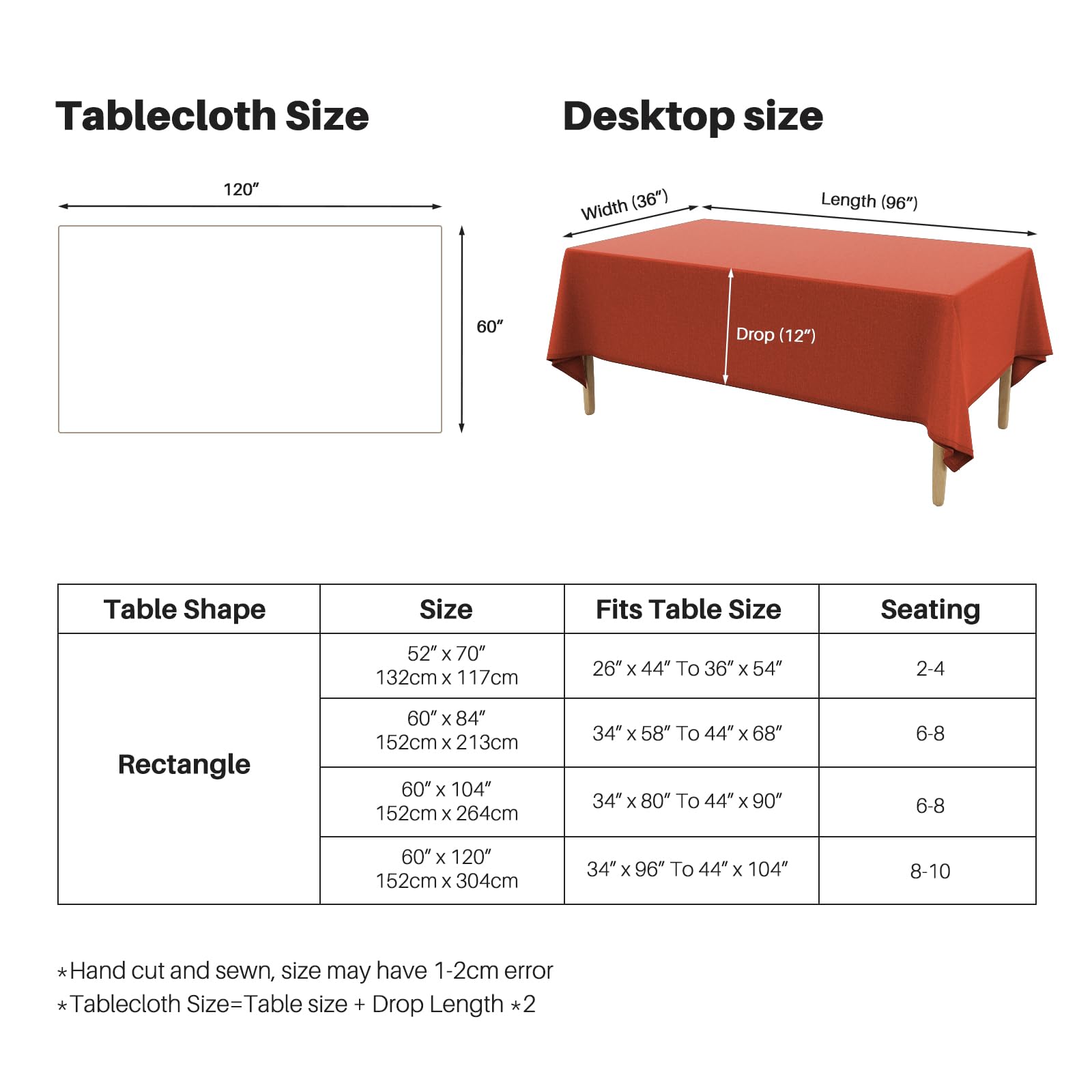 IVAPUPU finished edges on a durable rectangle tablecloth