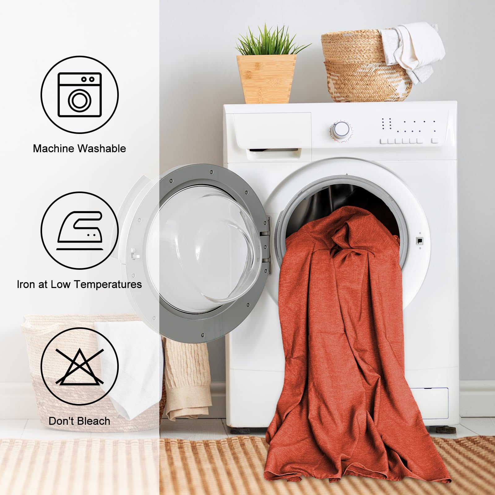 IVAPUPU machine-washable tablecloth ready for cold wash care