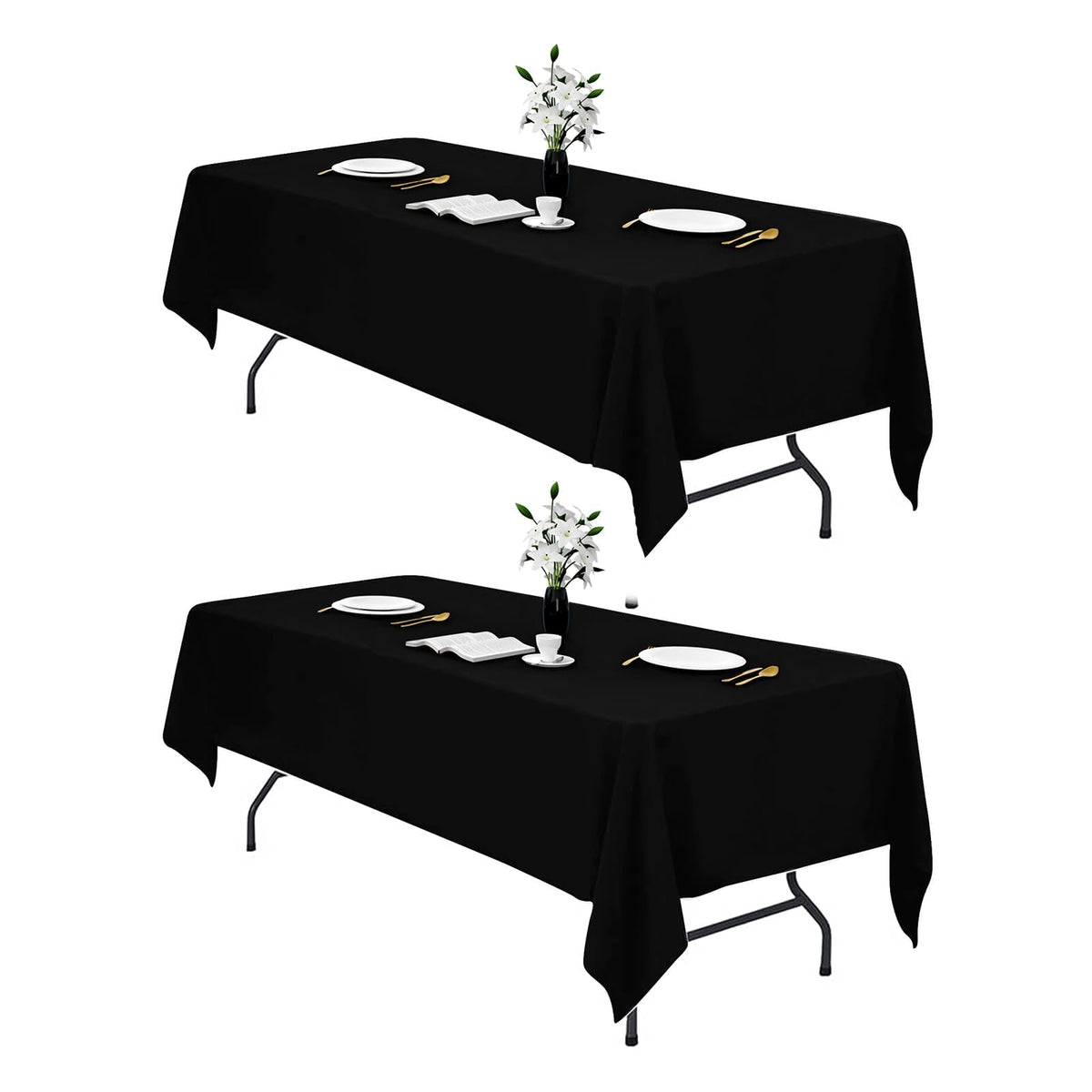 IVAPUPU rectangle tablecloth 60x102 inches on a formal dining setup.