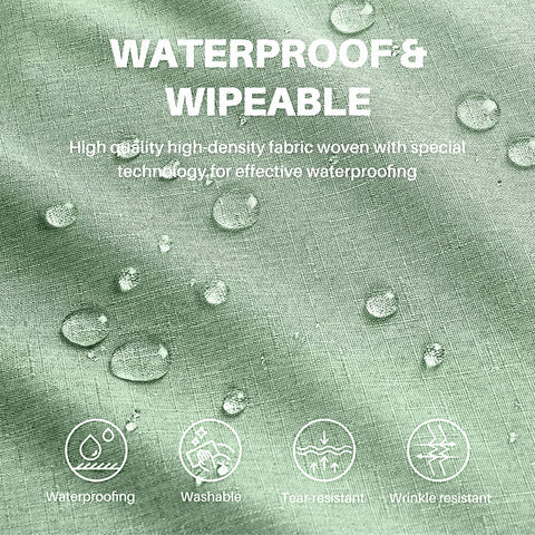 IVAPUPU sage green rectangle tablecloth drapes smoothly, hiding wrinkles and simplifying care.