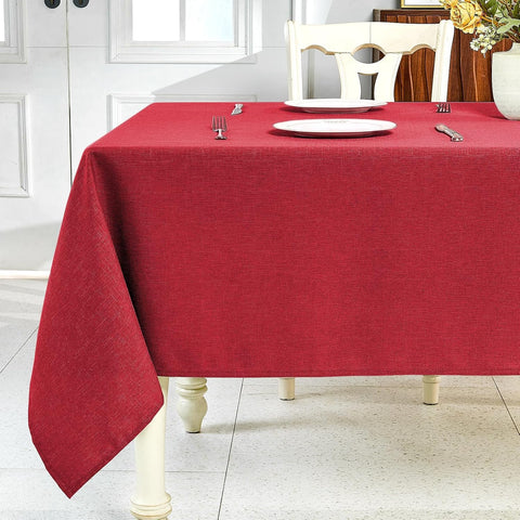 IVAPUPU textured linen tablecloth rectangle 52x70 with folded border for a polished dining look