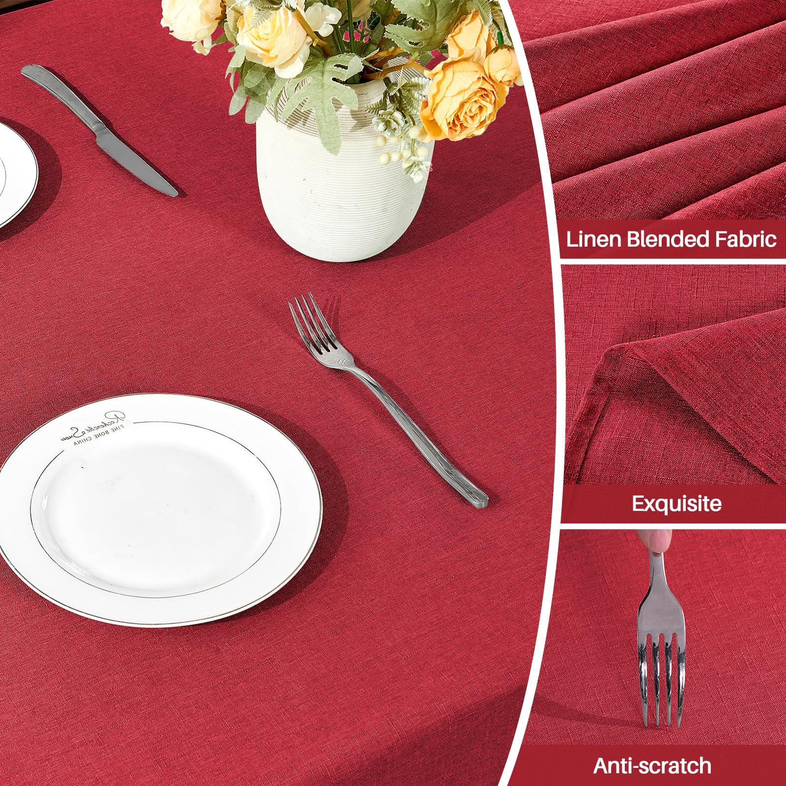 IVAPUPU wrinkle-resistant linen texture keeps a neat table appearance