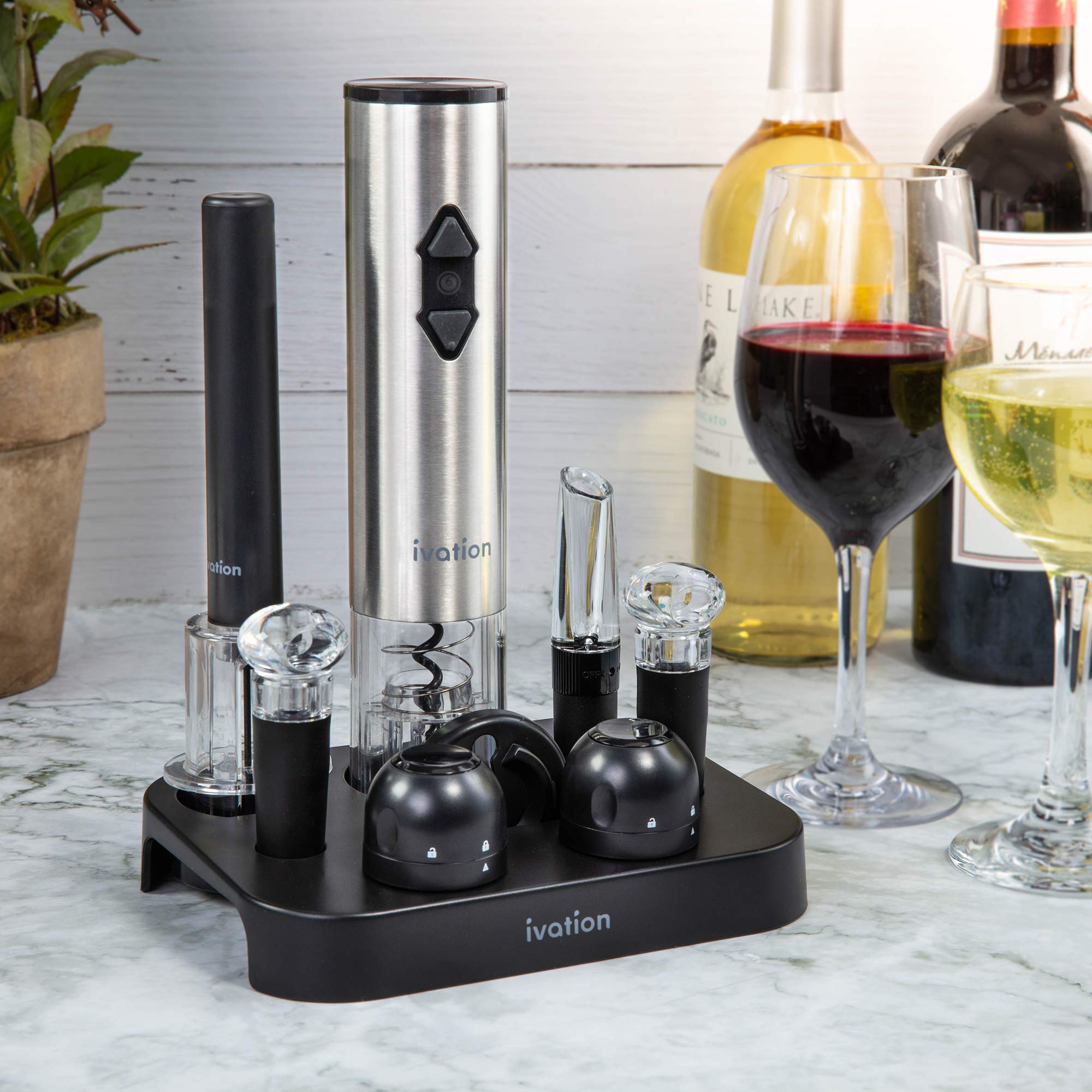Ivation gift-basket display presents a premium wine accessory gift