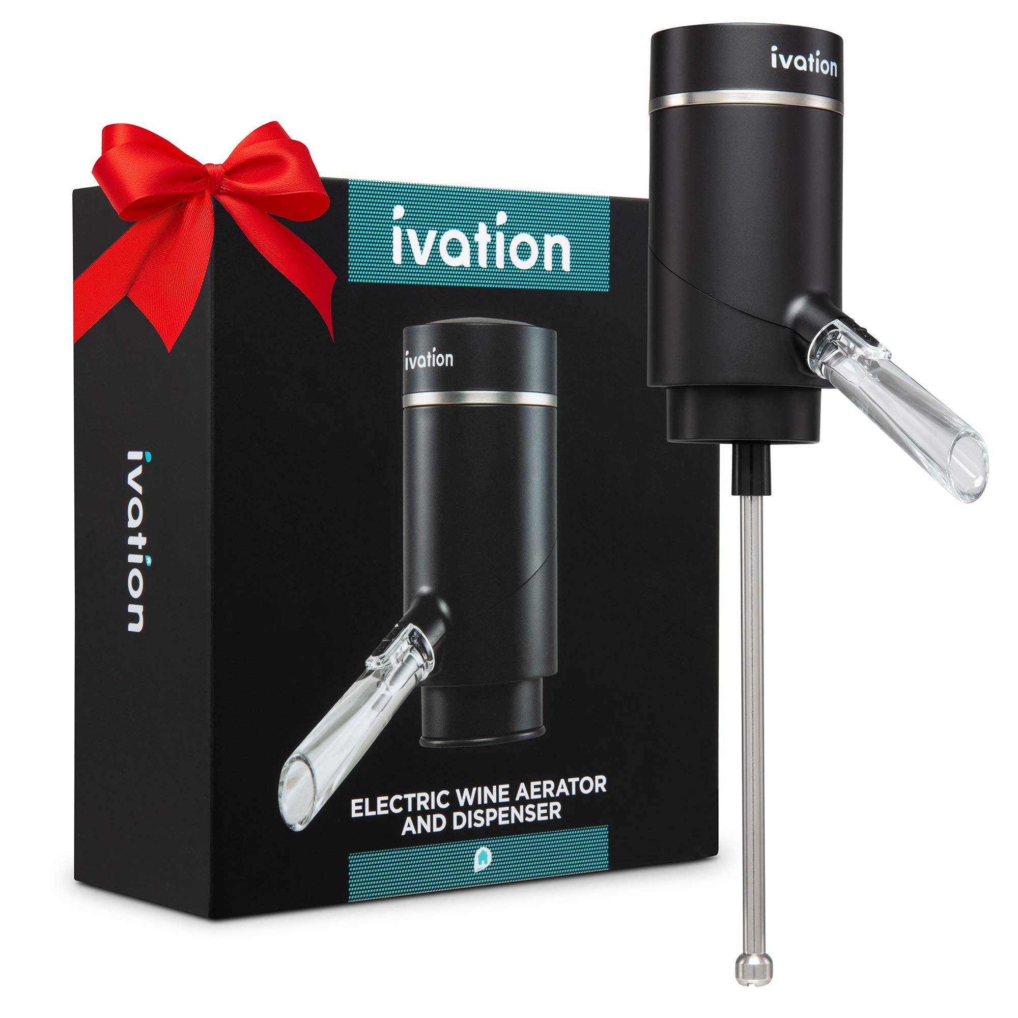 Ivation electric wine aerator in action dispensing a smooth stream for entertaining