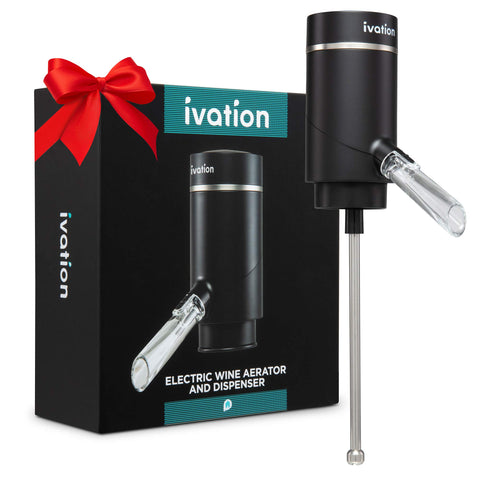 Ivation electric wine aerator in action dispensing a smooth stream for entertaining