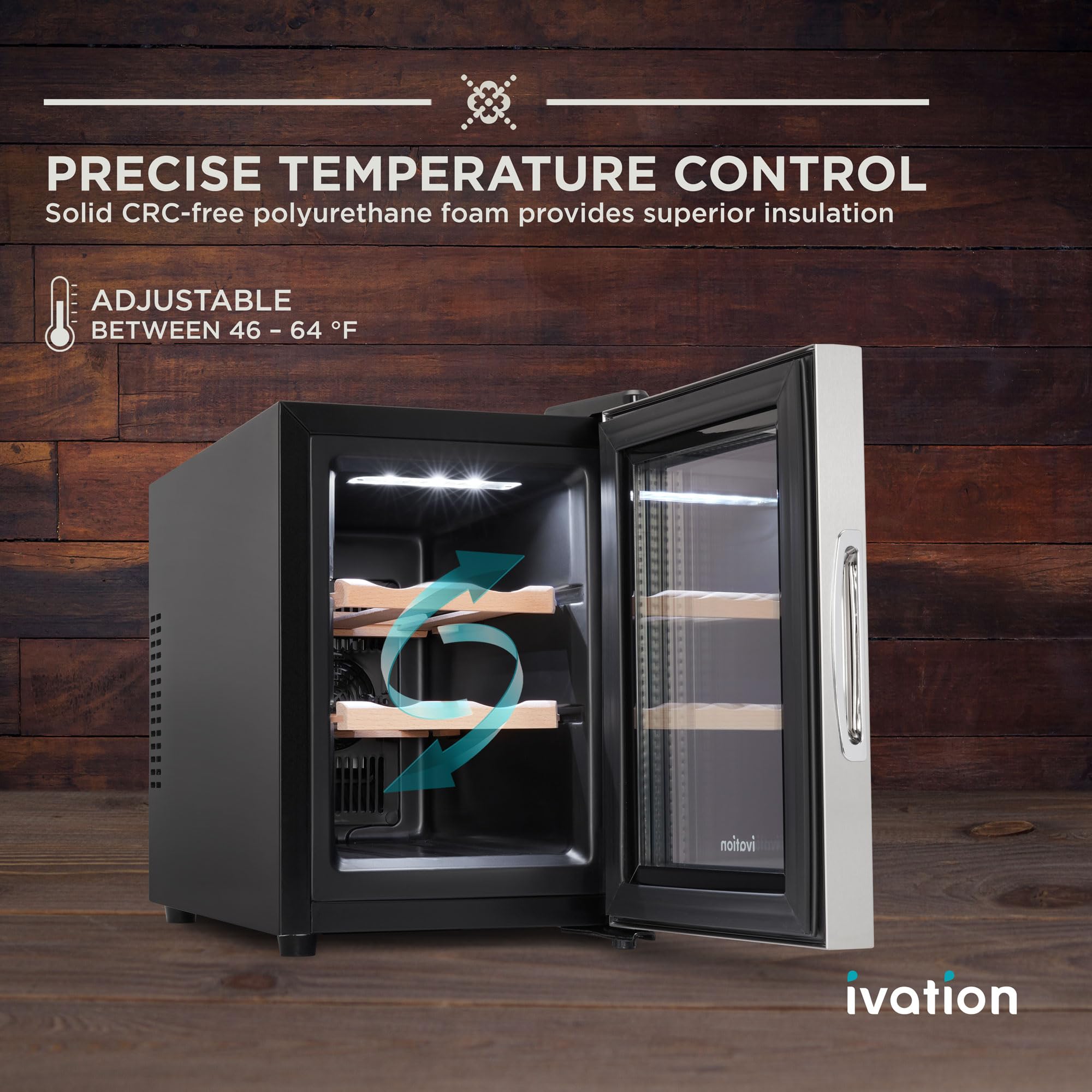 Ivation wine cooler with digital display for easy temperature management