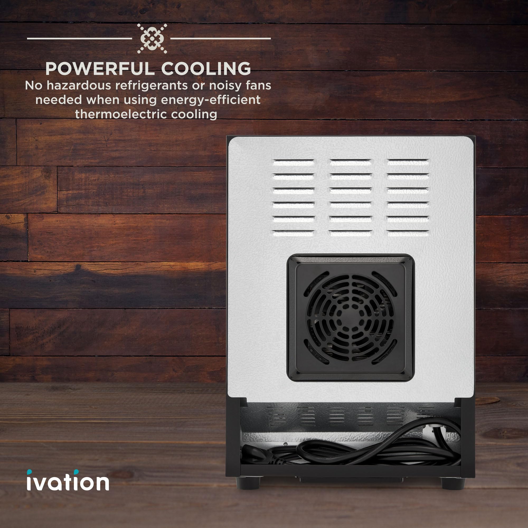 Ivation thermoelectric wine cooler operates quietly with low vibration