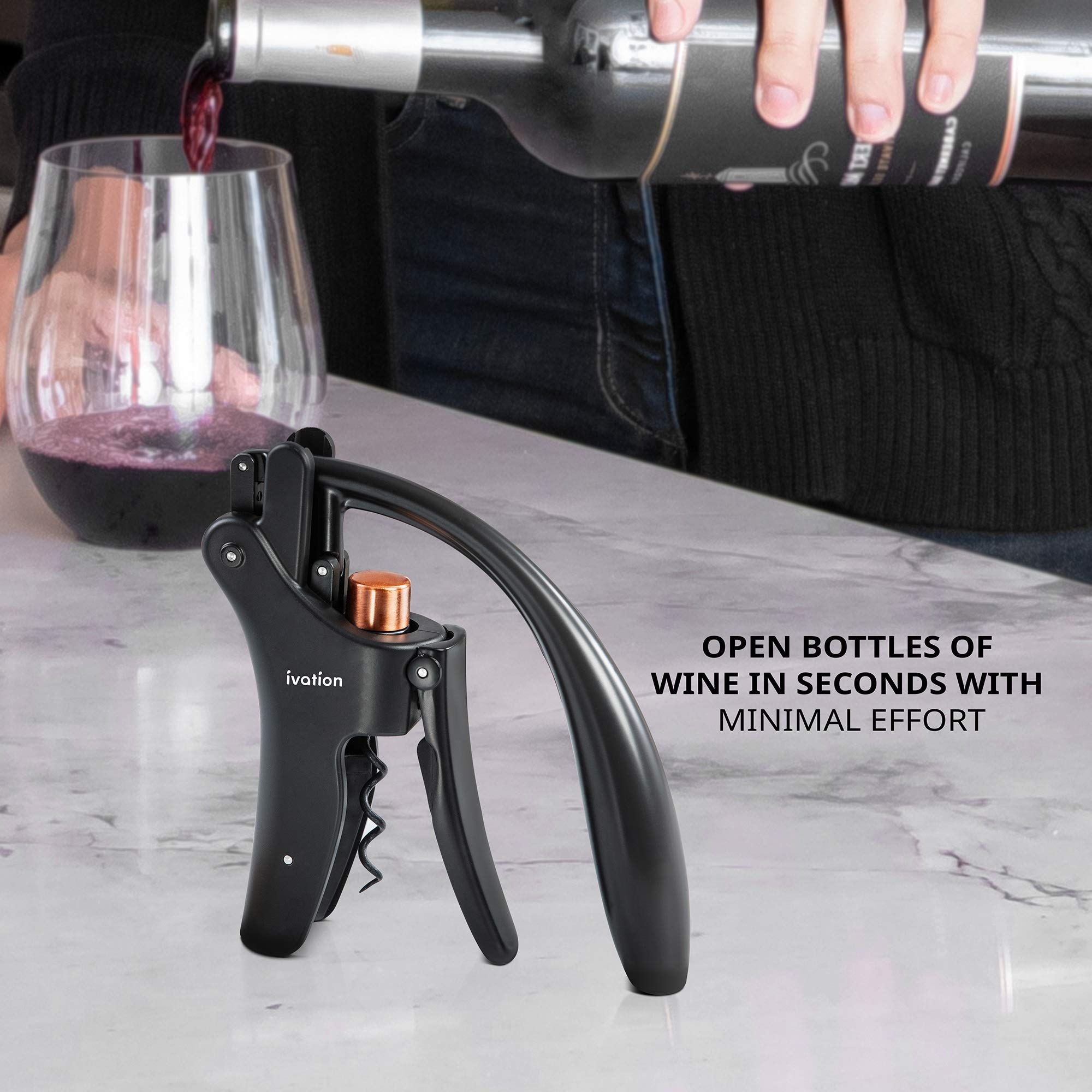Ivation vertical display keeps the corkscrew upright on the bar.
