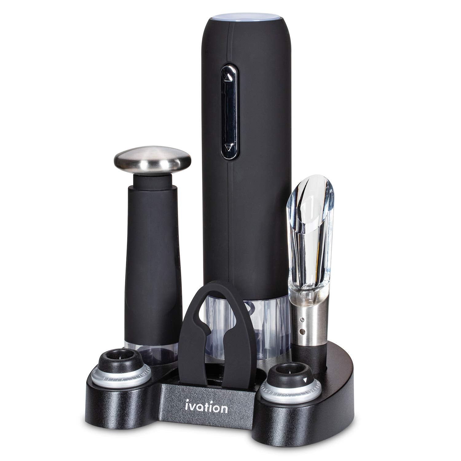 Ivation electric corkscrew in action for effortless bottle opening