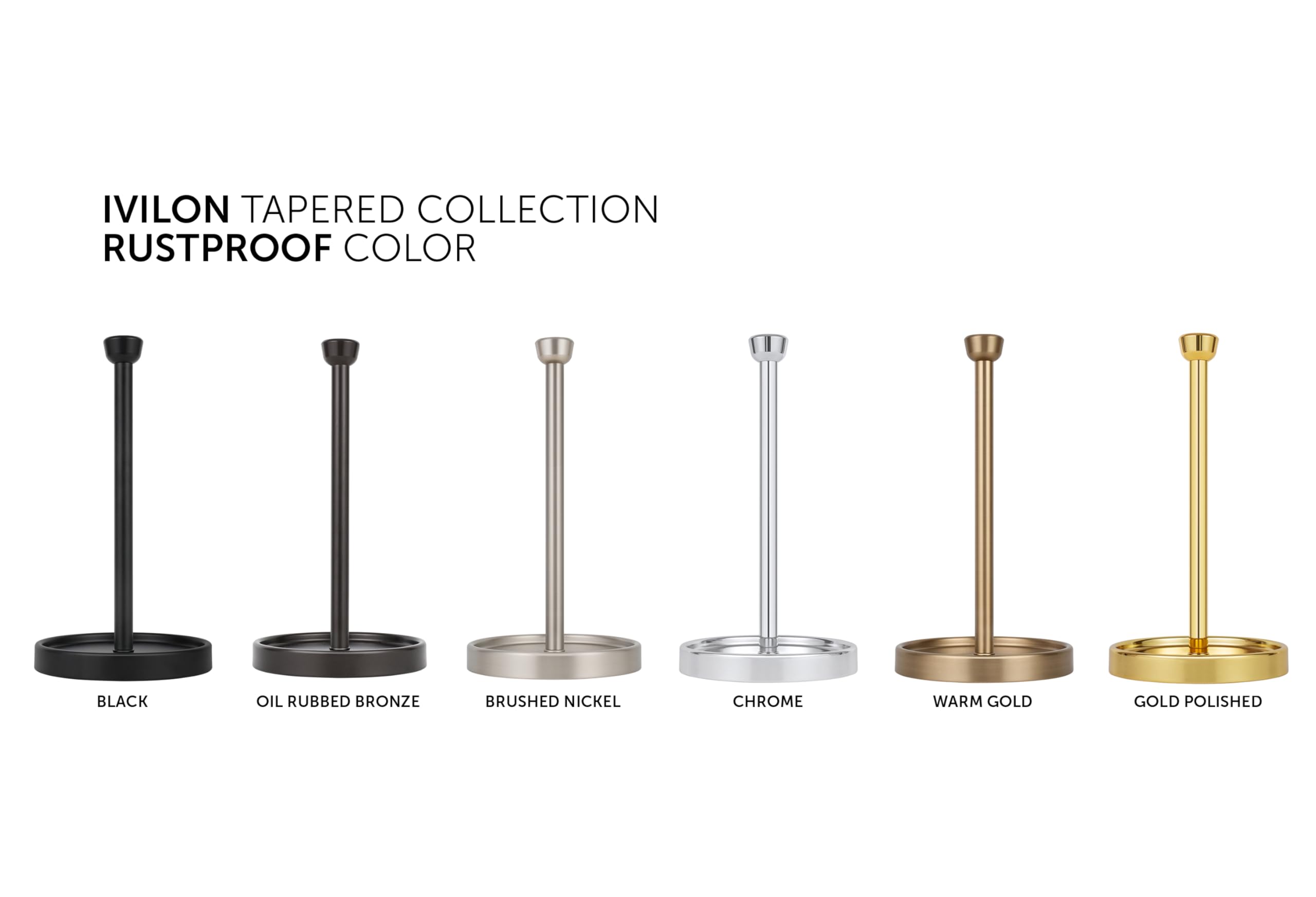 Ivilon warm gold finish on countertop paper towel holder for elegant kitchens