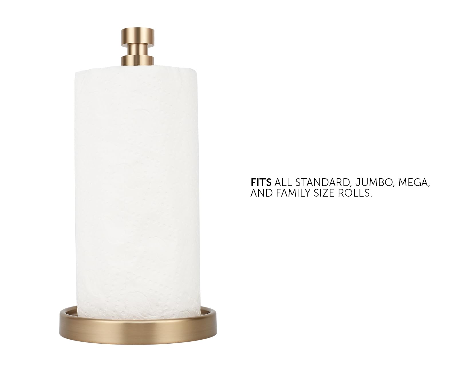 Ivilon paper towel stand features a thick rod for easy single-handed tearing.