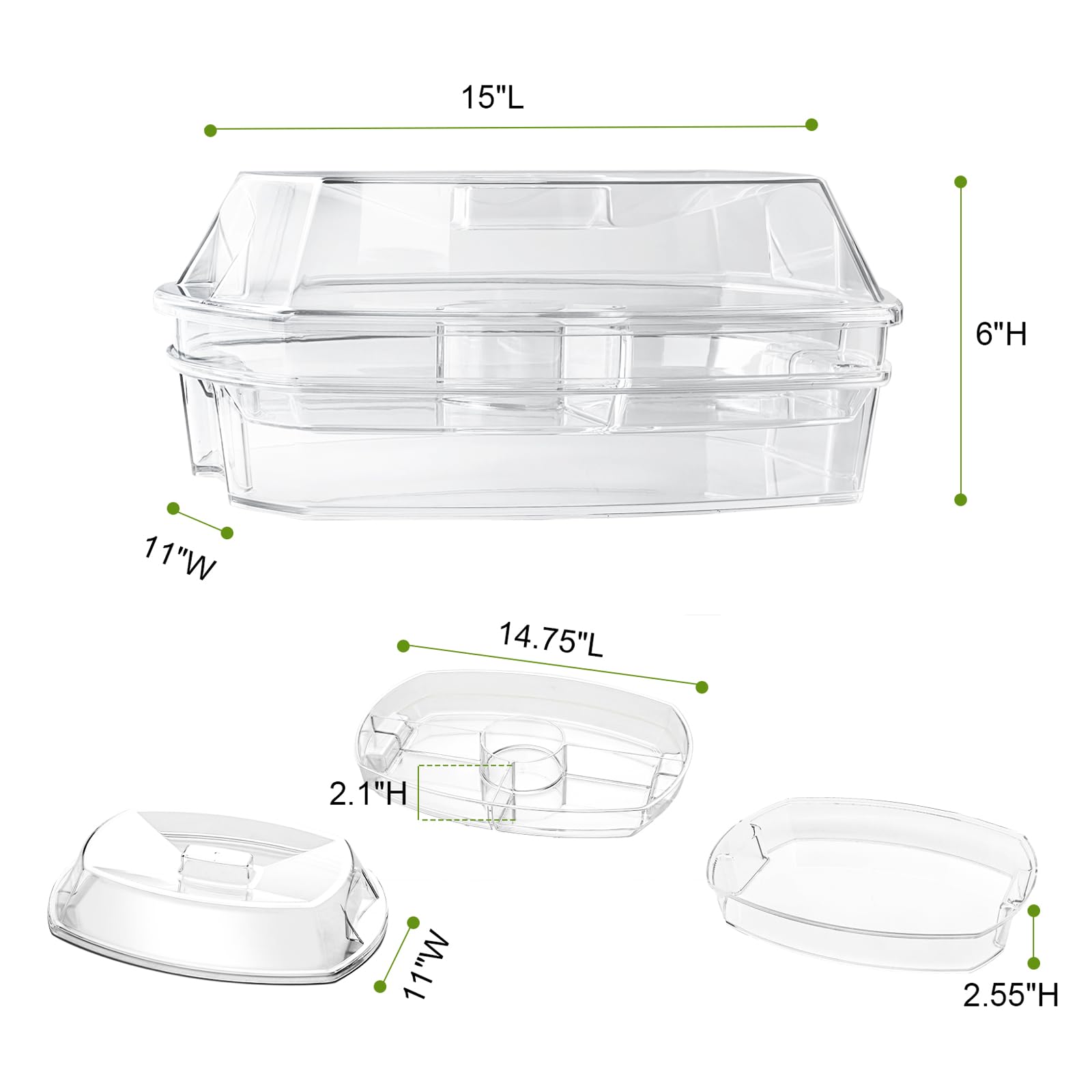 IVYHOME 15-inch fruit ice platter on table keeps items cool