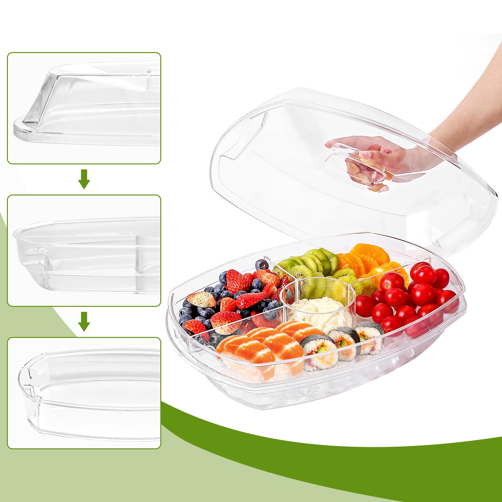 IVYHOME 3-tier chilled tray with lid, open view for easy access