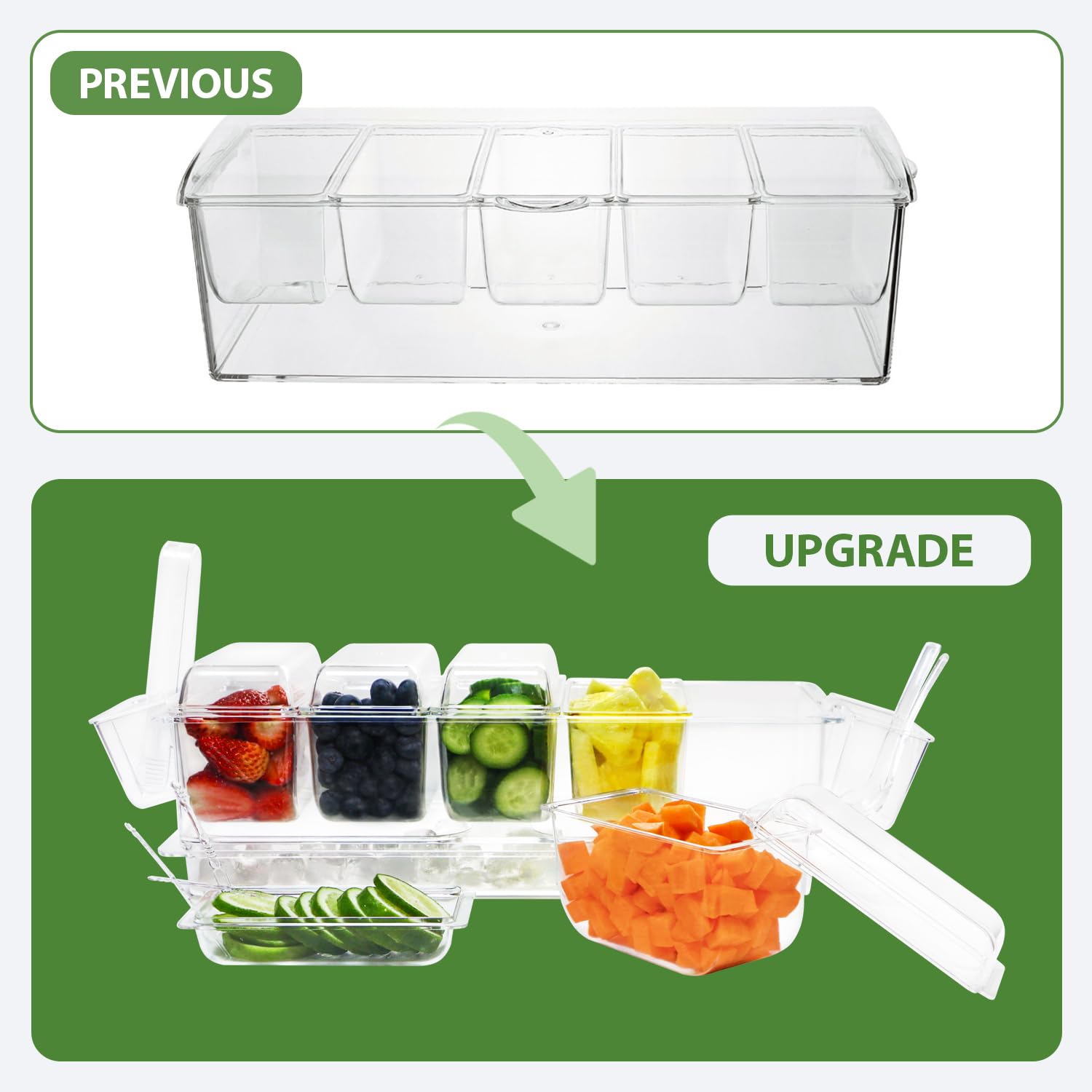 IVYHOME 3-tier modular setup for organized toppings and sauces.