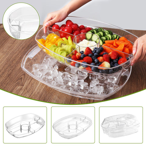 IVYHOME veggie tray with four compartments, easy condiment refills