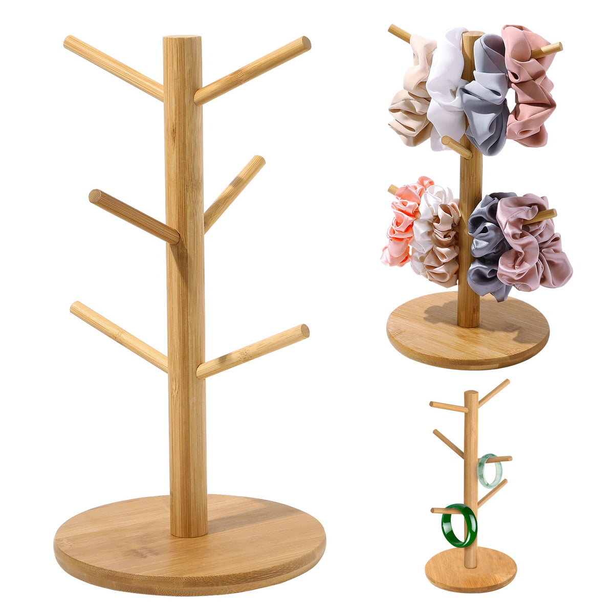 Ivyu scrunchie holder stand in bamboo keeps hair ties organized and accessible